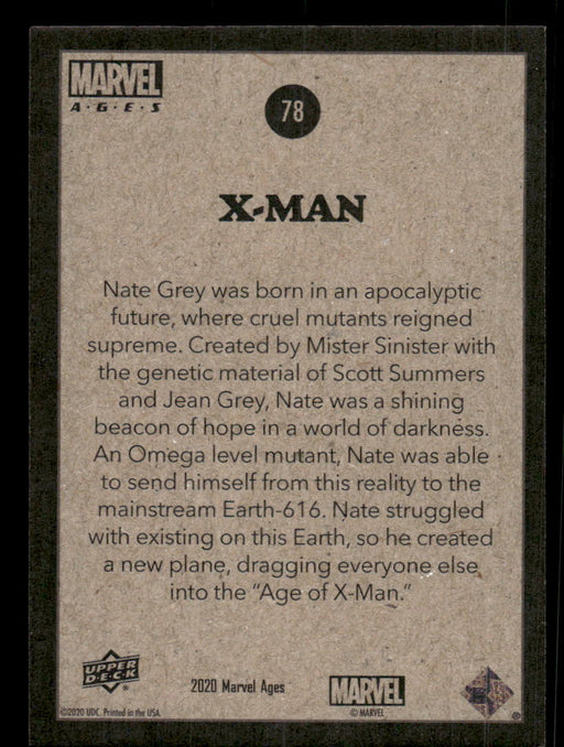 X-Man 2020 Upper Deck Marvel Ages Base Back of Card