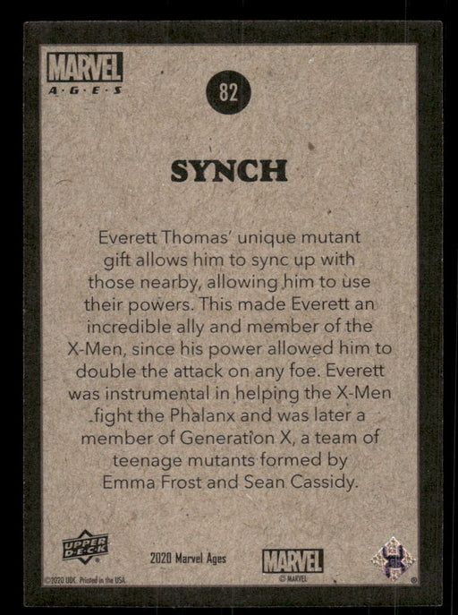 Synch 2020 Upper Deck Marvel Ages Base Back of Card