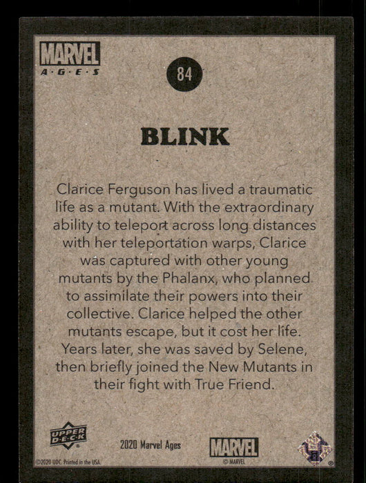 Blink 2020 Upper Deck Marvel Ages Base Back of Card