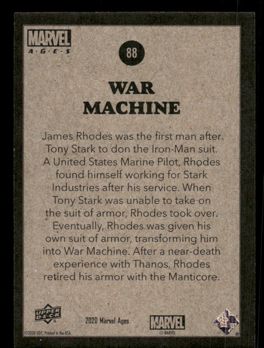 War Machine 2020 Upper Deck Marvel Ages Base Back of Card