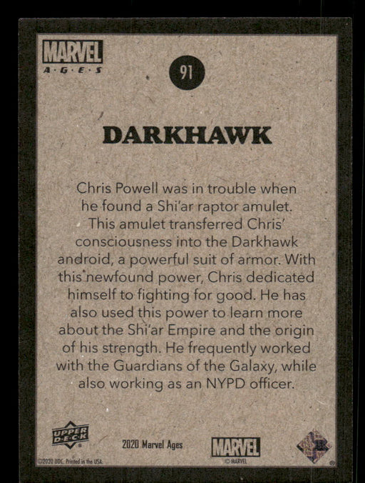 Darkhawk 2020 Upper Deck Marvel Ages Base Back of Card