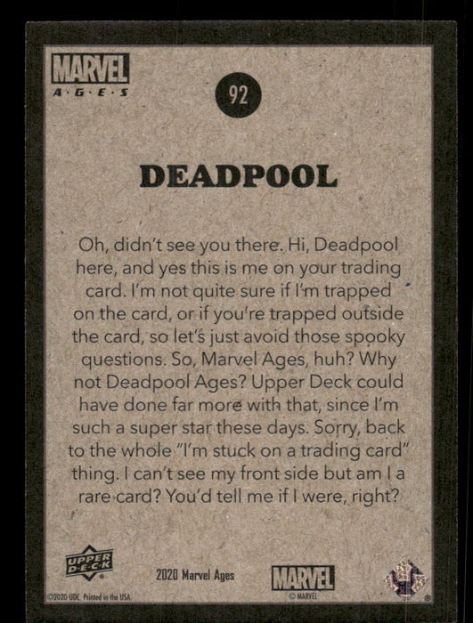 Deadpool 2020 Upper Deck Marvel Ages Base Back of Card