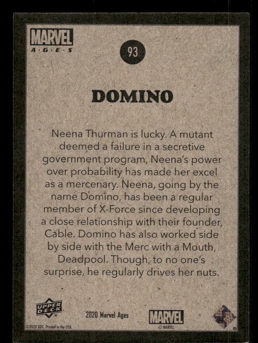 Domino 2020 Upper Deck Marvel Ages Base Back of Card