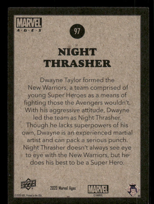 Night Thrasher 2020 Upper Deck Marvel Ages Base Back of Card