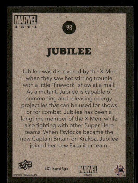 Jubilee 2020 Upper Deck Marvel Ages Base Back of Card