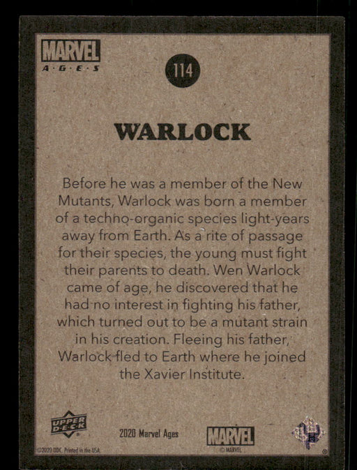 Warlock 2020 Upper Deck Marvel Ages Base Back of Card