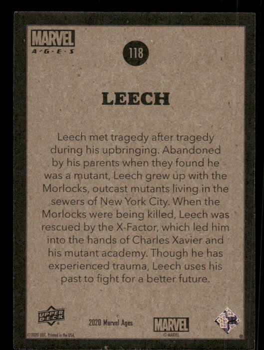 Leech 2020 Upper Deck Marvel Ages Base Back of Card