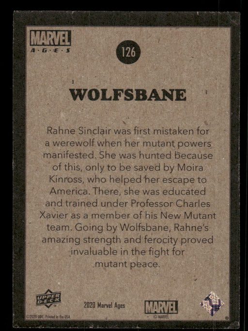 Wolfsbane 2020 Upper Deck Marvel Ages Base Back of Card