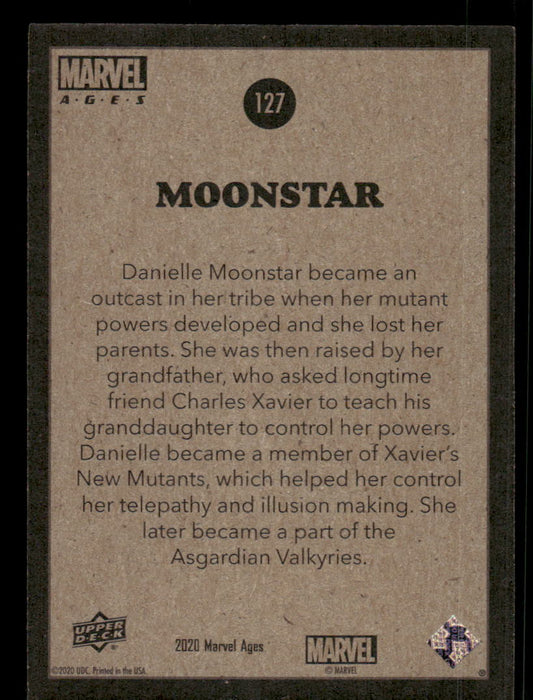 Moonstar 2020 Upper Deck Marvel Ages Base Back of Card