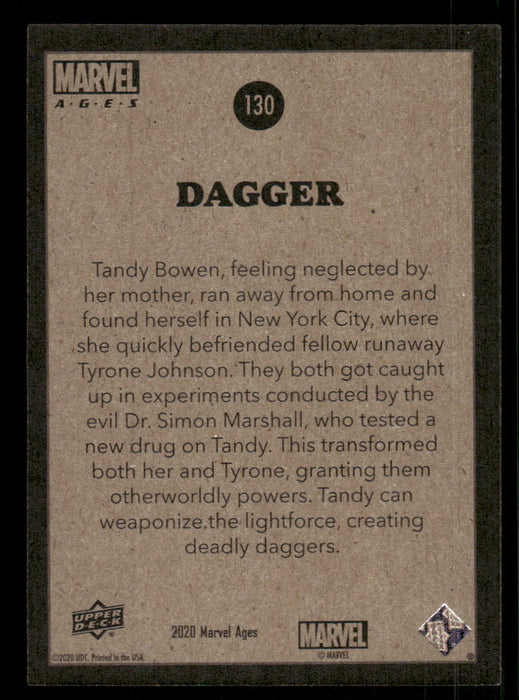 Dagger 2020 Upper Deck Marvel Ages Base Back of Card