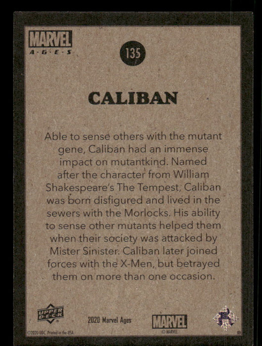 Caliban 2020 Upper Deck Marvel Ages Base Back of Card