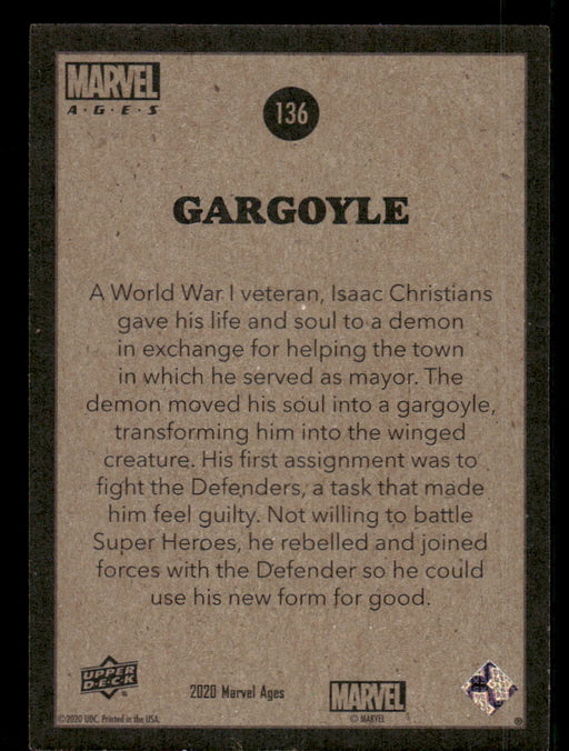 Gargoyle 2020 Upper Deck Marvel Ages Base Back of Card