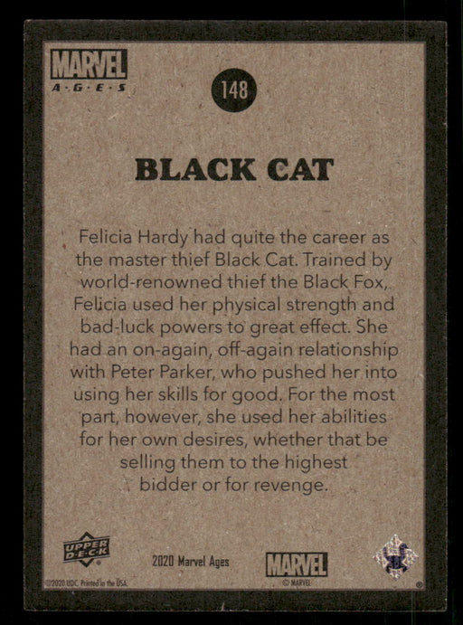 Black Cat 2020 Upper Deck Marvel Ages Base Back of Card