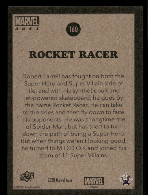 Rocket Racer 2020 Upper Deck Marvel Ages Base Back of Card