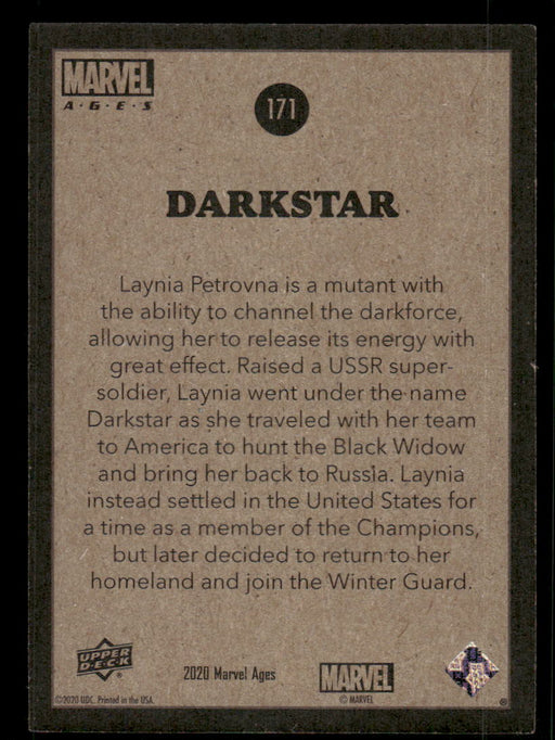 Darkstar 2020 Upper Deck Marvel Ages Base Back of Card