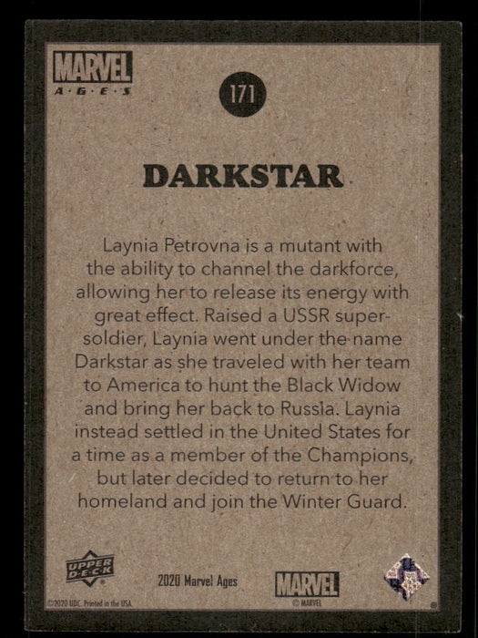 Darkstar 2020 Upper Deck Marvel Ages Base Back of Card