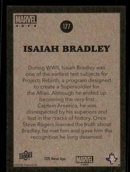 Isaiah Bradley 2020 Upper Deck Marvel Ages Base Back of Card