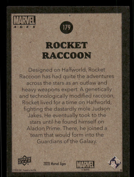 Rocket Raccoon 2020 Upper Deck Marvel Ages Base Back of Card