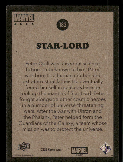 Star-Lord 2020 Upper Deck Marvel Ages Base Back of Card