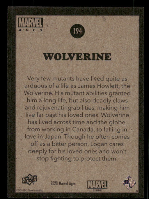 Wolverine 2020 Upper Deck Marvel Ages Base Back of Card