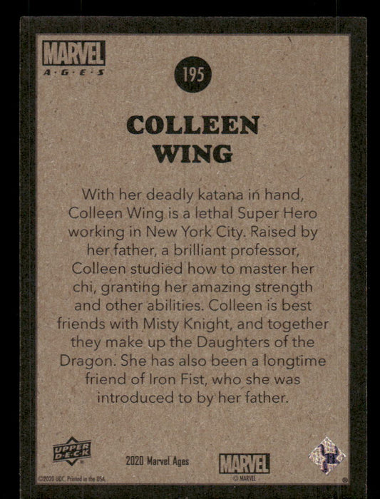 Colleen Wing 2020 Upper Deck Marvel Ages Base Back of Card