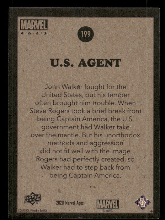 U.S. Agent 2020 Upper Deck Marvel Ages Base Back of Card