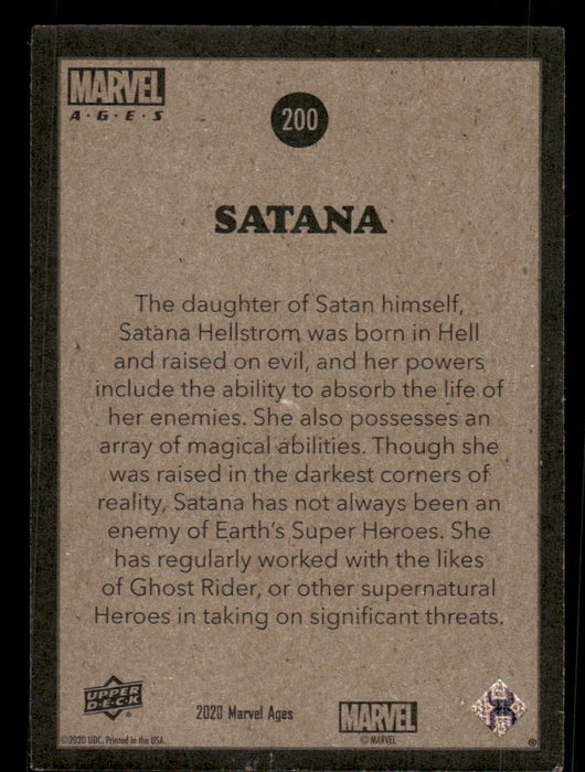 Satana 2020 Upper Deck Marvel Ages Base Back of Card