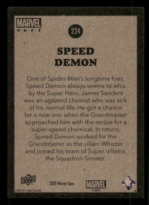 Speed Demon 2020 Upper Deck Marvel Ages Base Back of Card