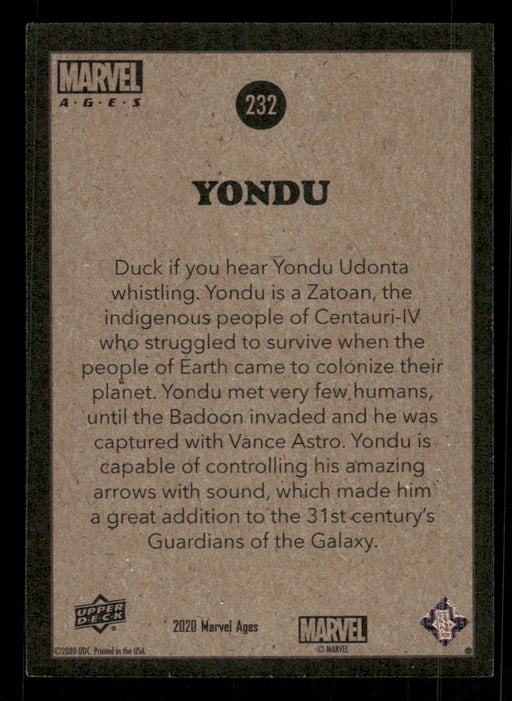 Yondu 2020 Upper Deck Marvel Ages Base Back of Card