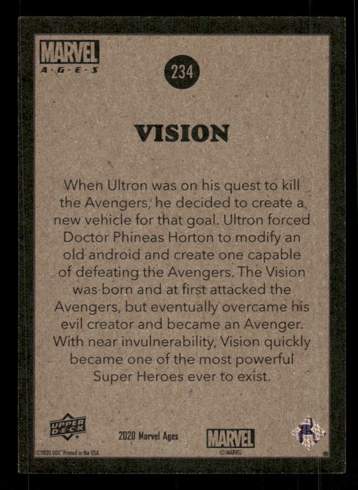 Vision 2020 Upper Deck Marvel Ages Base Back of Card