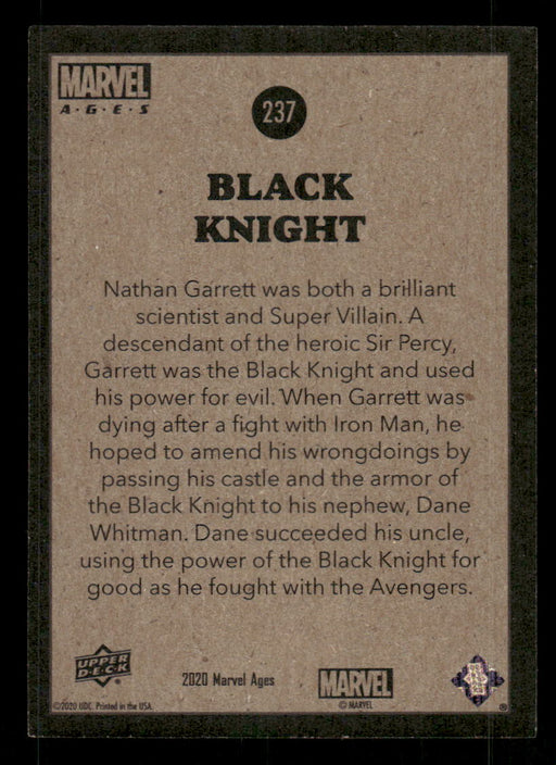 Black Knight 2020 Upper Deck Marvel Ages Base Back of Card