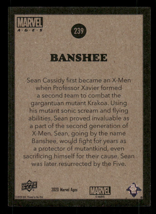 Banshee 2020 Upper Deck Marvel Ages Base Back of Card