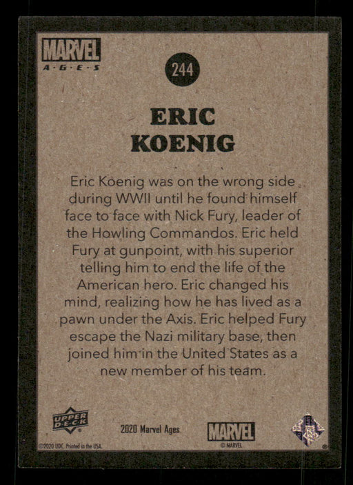 Eric Koenig 2020 Upper Deck Marvel Ages Base Back of Card