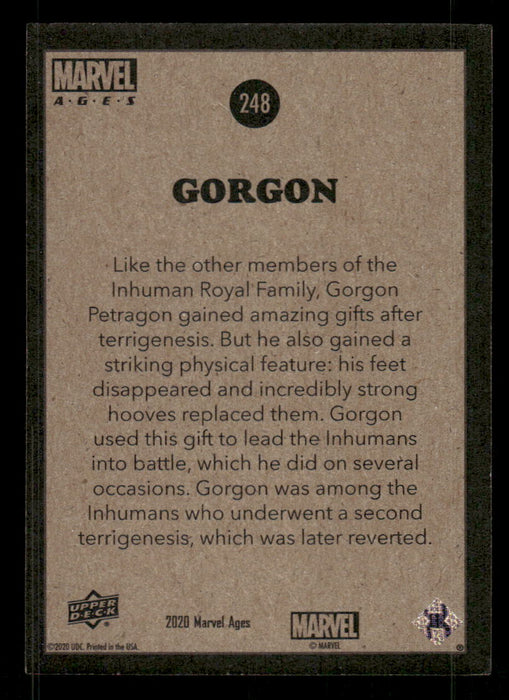 Gorgon 2020 Upper Deck Marvel Ages Base Back of Card