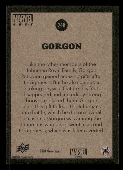 Gorgon 2020 Upper Deck Marvel Ages Base Back of Card