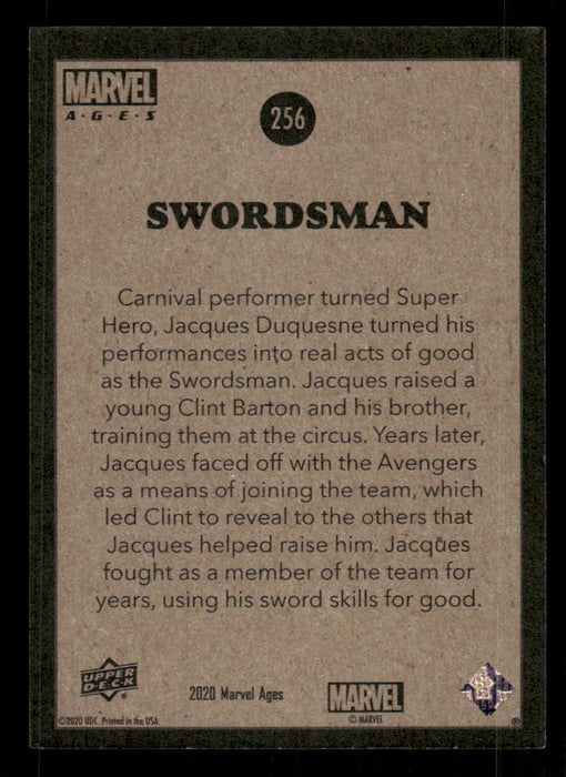 Swordsman 2020 Upper Deck Marvel Ages Base Back of Card