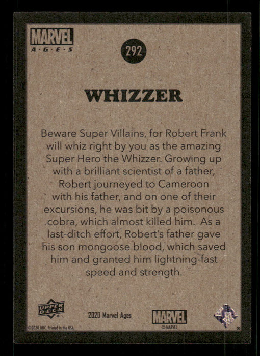 Whizzer 2020 Upper Deck Marvel Ages Base Back of Card