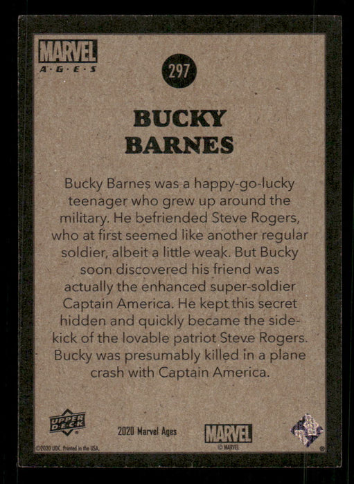 Bucky Barnes 2020 Upper Deck Marvel Ages Base Back of Card