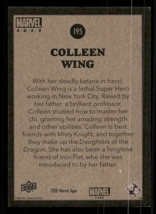 Colleen Wing 2020 Upper Deck Marvel Ages Base Back of Card