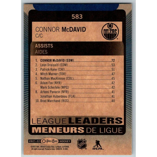 2021-22 O-Pee-Chee Blue Border (UD OPC) League Leaders Connor McDavid Edmonton - Collectible Craze America