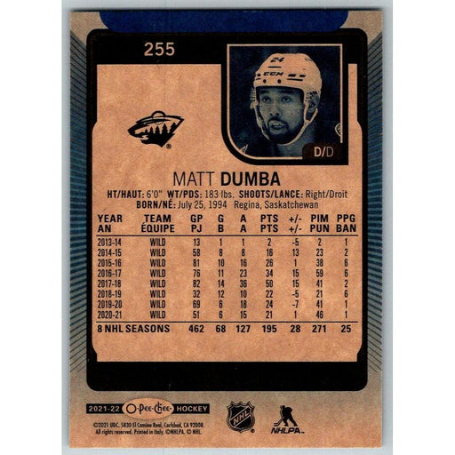 2021-22 O-Pee-Chee Blue Border (UD OPC) Matt Dumba Minnesota Wild #255 - Collectible Craze America