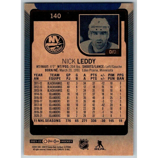 2021-22 O-Pee-Chee Blue Border (UD OPC) Nick Leddy New York Islanders #140 - Collectible Craze America