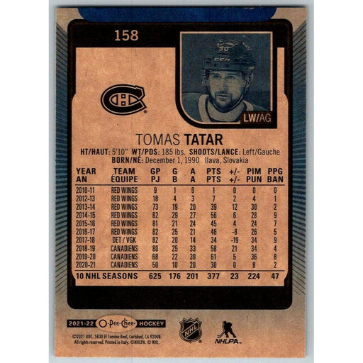 2021-22 O-Pee-Chee Blue Border (UD OPC) Tomas Tatar Montreal Canadiens #158 - Collectible Craze America