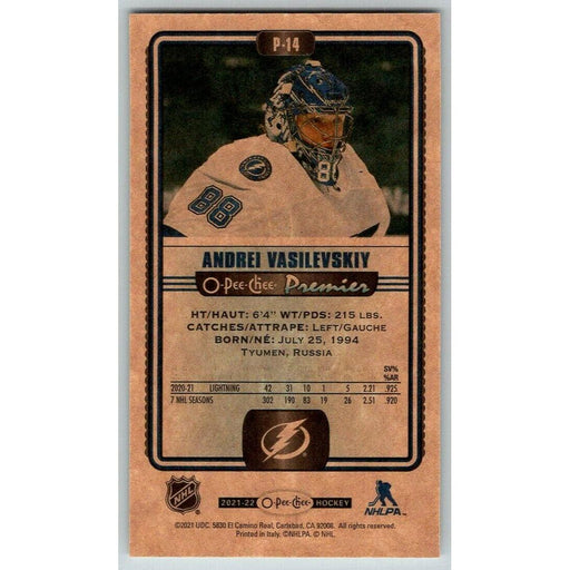 2021-22 O-Pee-Chee Premier Tallboys (Upper Deck OPC) Andrei Vasilevskiy Tampa - Collectible Craze America