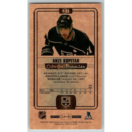 2021-22 O-Pee-Chee Premier Tallboys (Upper Deck OPC) Anze Kopitar Los Angeles - Collectible Craze America