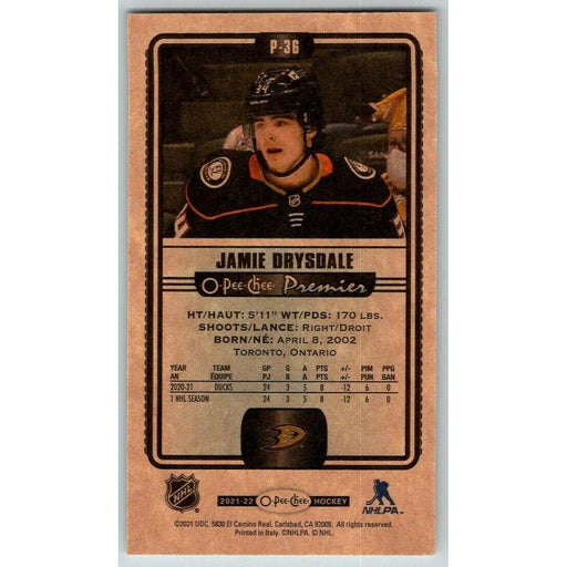 2021-22 O-Pee-Chee Premier Tallboys (Upper Deck OPC) Jamie Drysdale RC Anaheim - Collectible Craze America