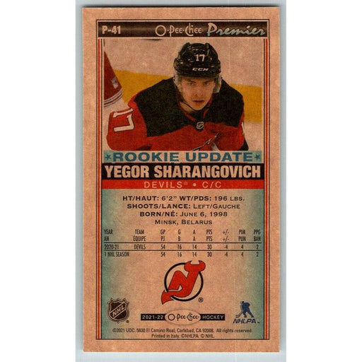 2021-22 O-Pee-Chee Premier Tallboys (Upper Deck OPC) Yegor Sharangovich New - Collectible Craze America