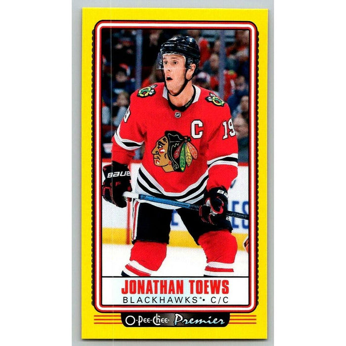 2021-22 O-Pee-Chee Premier Tallboys Yelllow Border (UD OPC) Jonathan Toews - Collectible Craze America