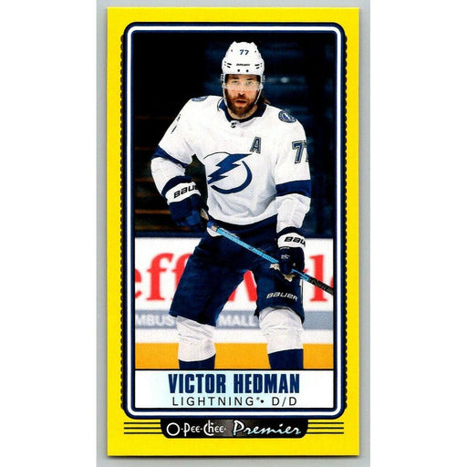 2021-22 O-Pee-Chee Premier Tallboys Yelllow Border (UD OPC) Victor Hedman Tampa - Collectible Craze America