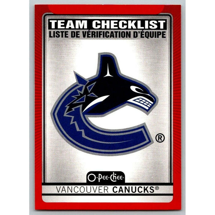 2021-22 O-Pee-Chee Red Border (UD OPC) Team Checklist Vancouver Canucks #578 - Collectible Craze America